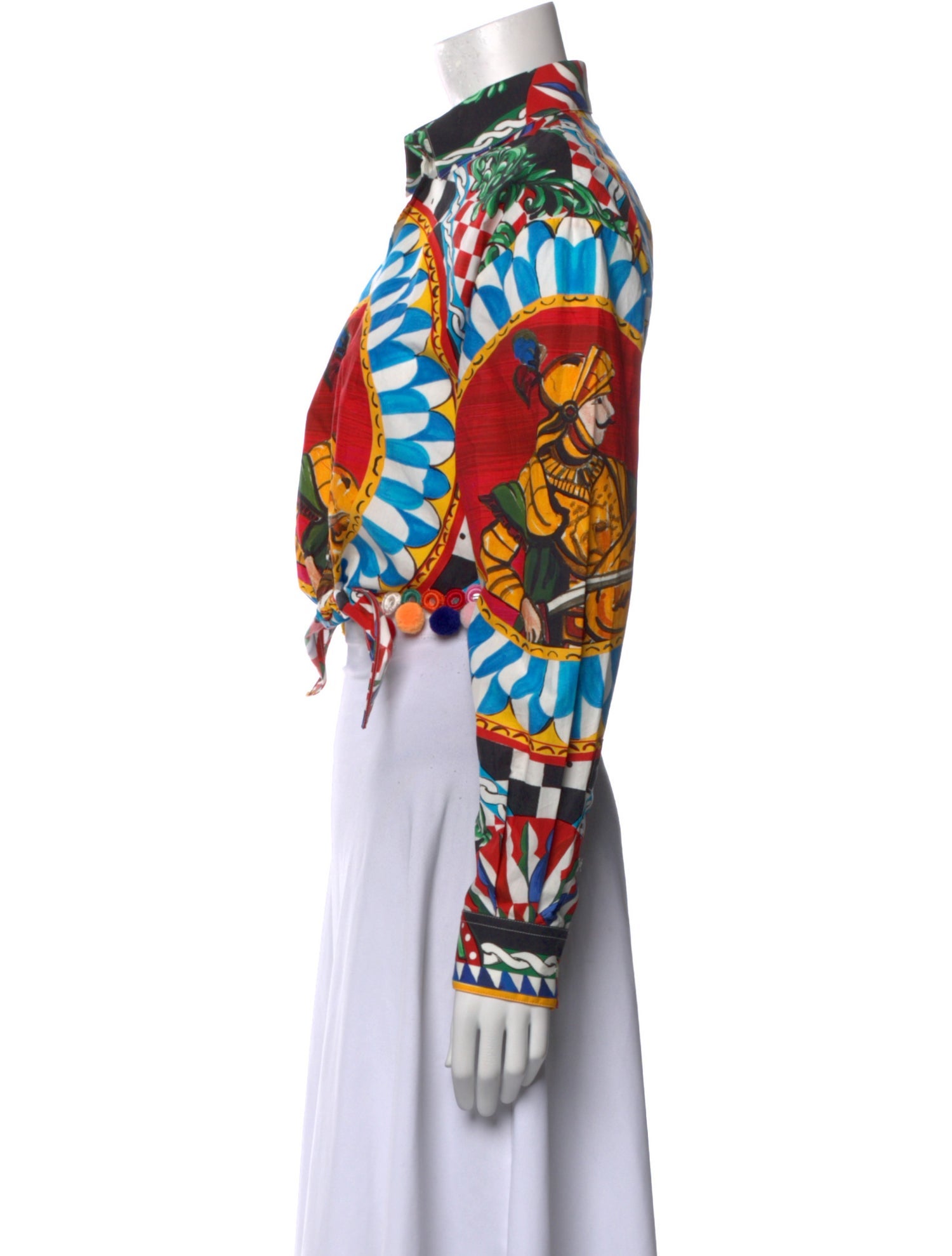 Dolce & Gabbana Printed Long Sleeve Crop Top