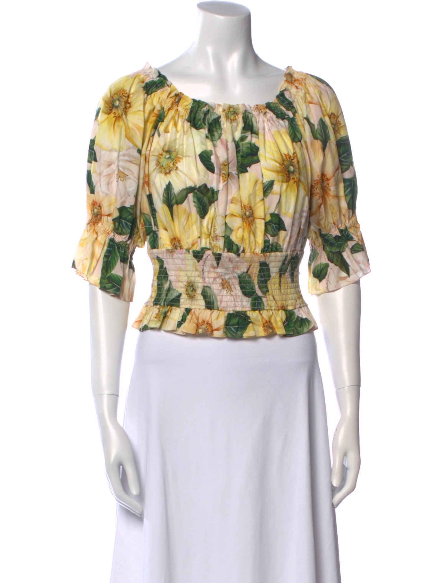 Dolce & Gabbana Floral Print Scoop Neck Crop Top