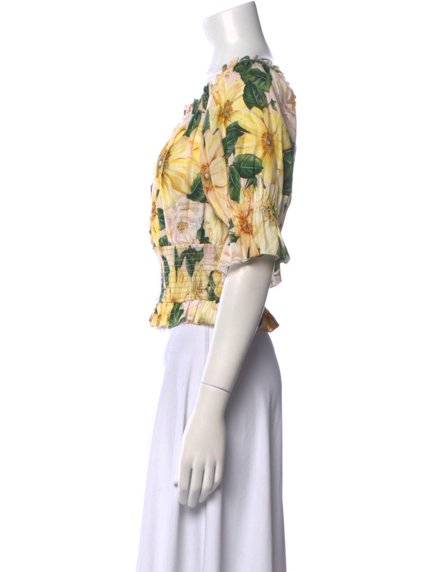 Dolce & Gabbana Floral Print Scoop Neck Crop Top