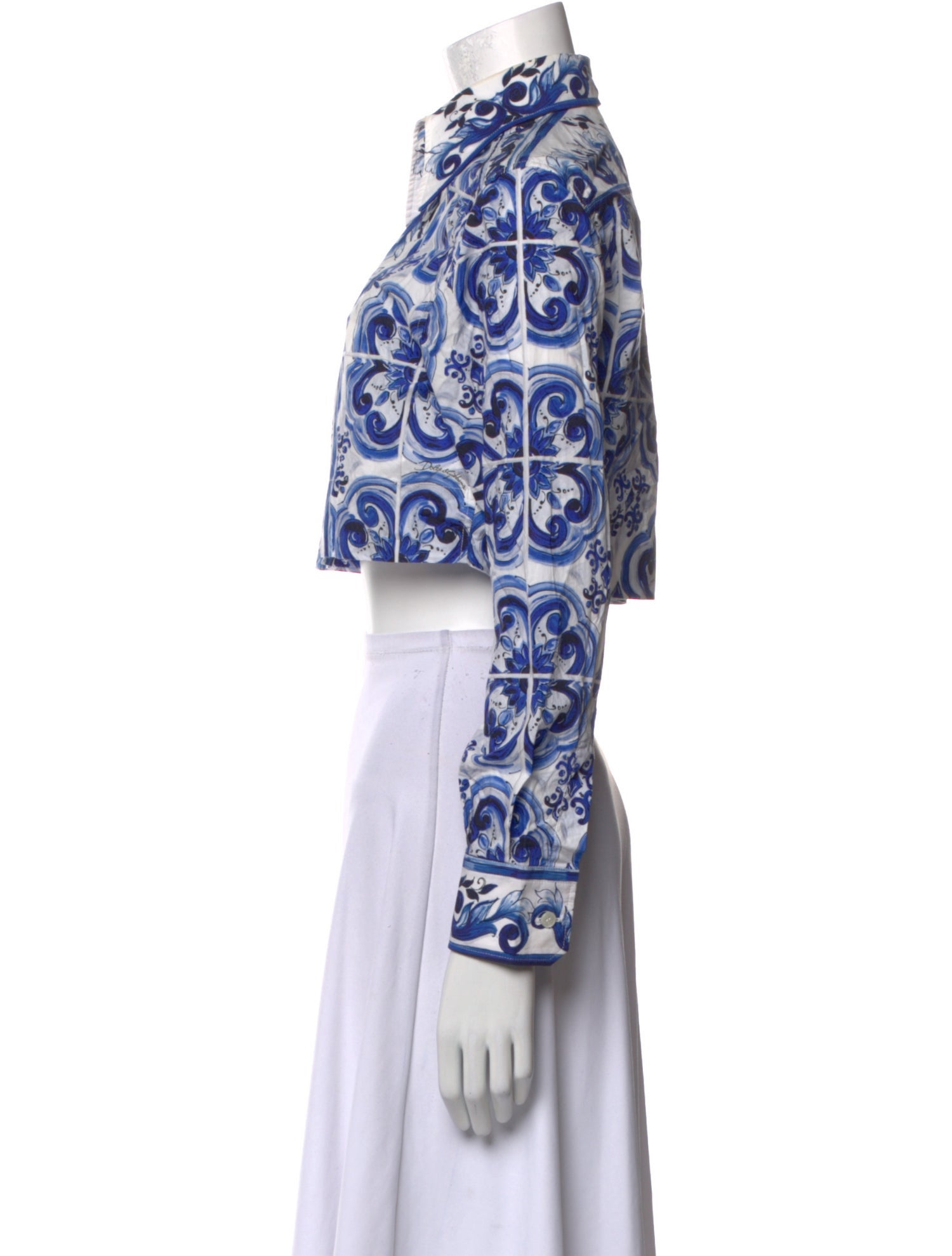 Dolce & Gabbana Paisley Print Mock Neck Crop Top