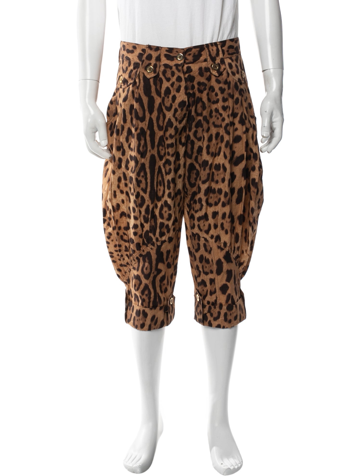 Dolce & Gabbana Animal Print Flat Front Shorts