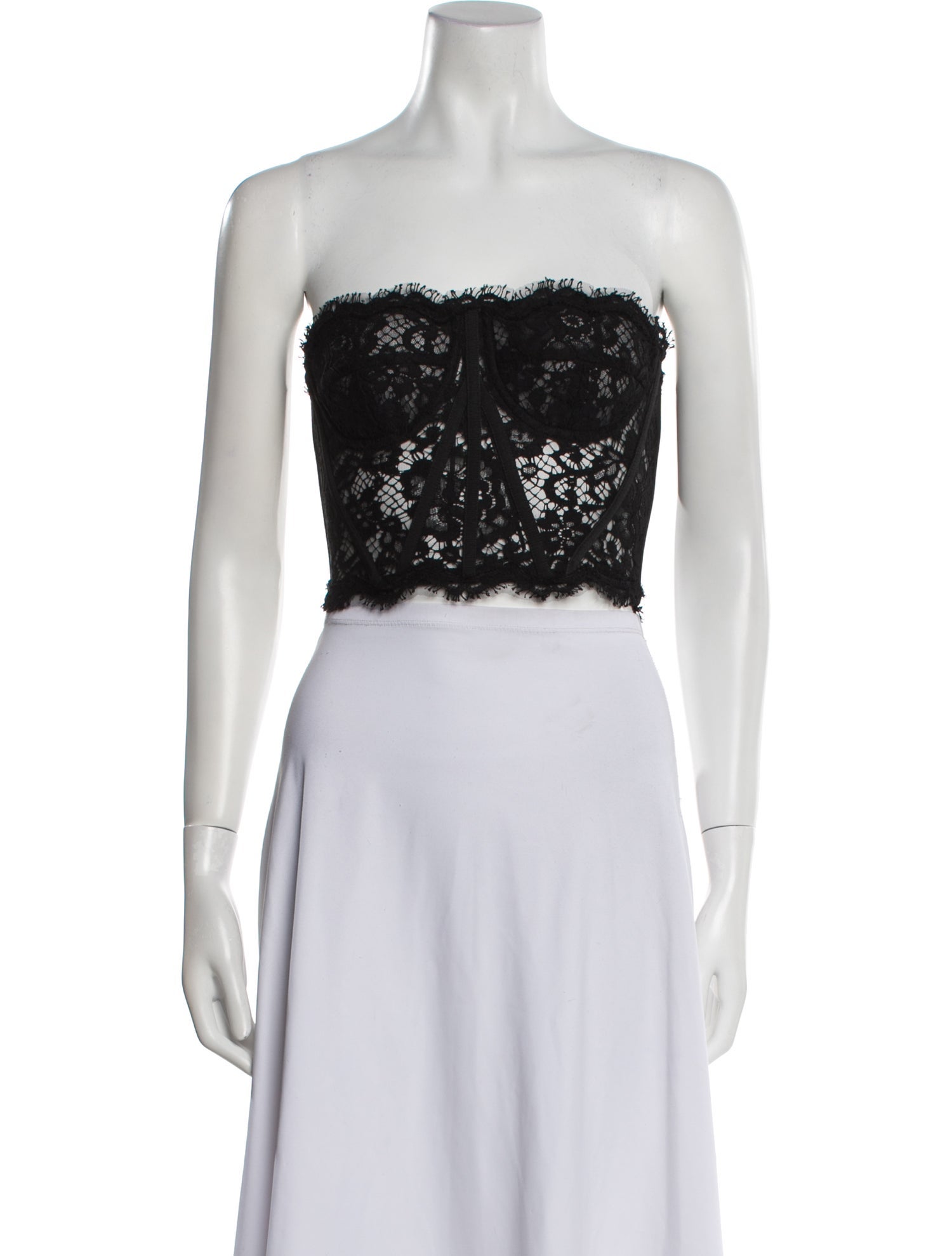 Dolce & Gabbana Lace Pattern Strapless Crop Top