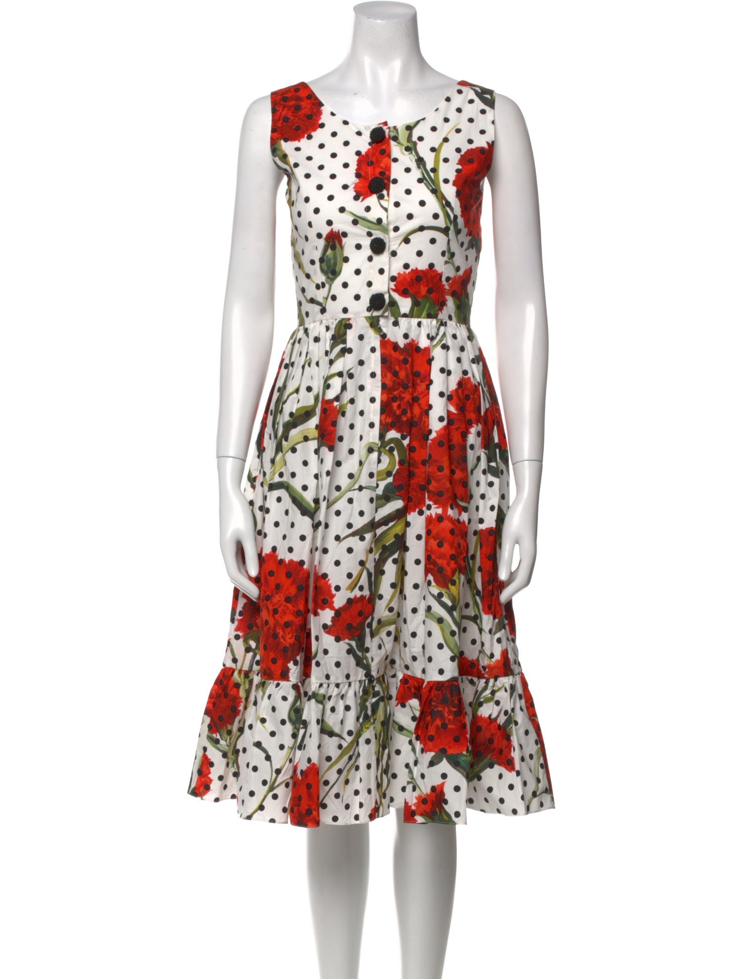 Dolce & Gabbana Polka Dot Print Midi Length Dress