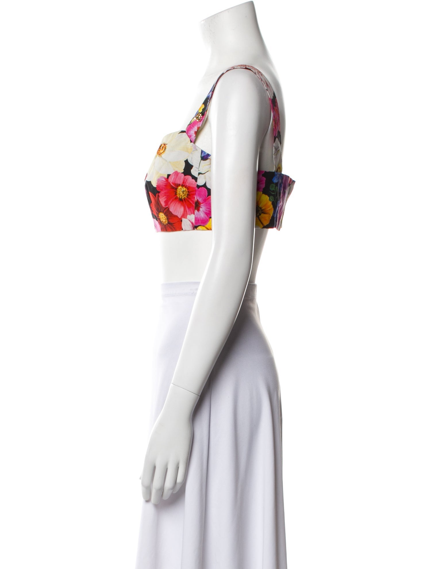 Dolce & Gabbana Floral Print Square Neckline Crop Top