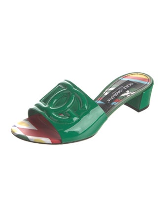 Dolce & Gabbana Patent Leather Printed Slides