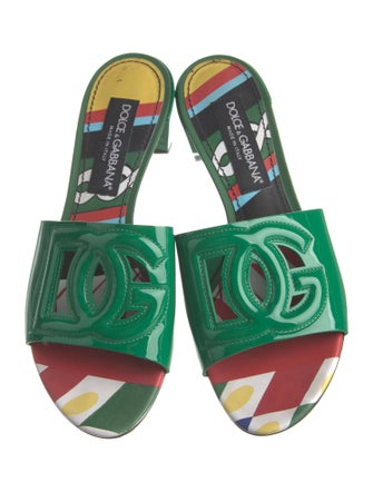 Dolce & Gabbana Patent Leather Printed Slides