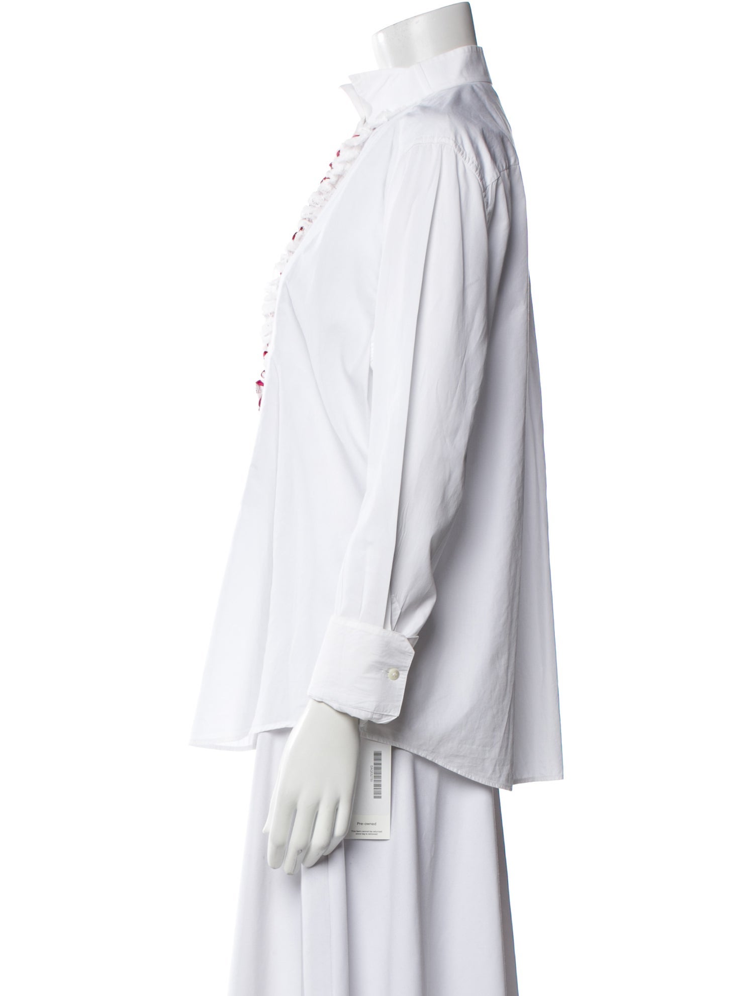 Dolce & Gabbana Mock Neck Three-Quarter Sleeve Button-Up Top