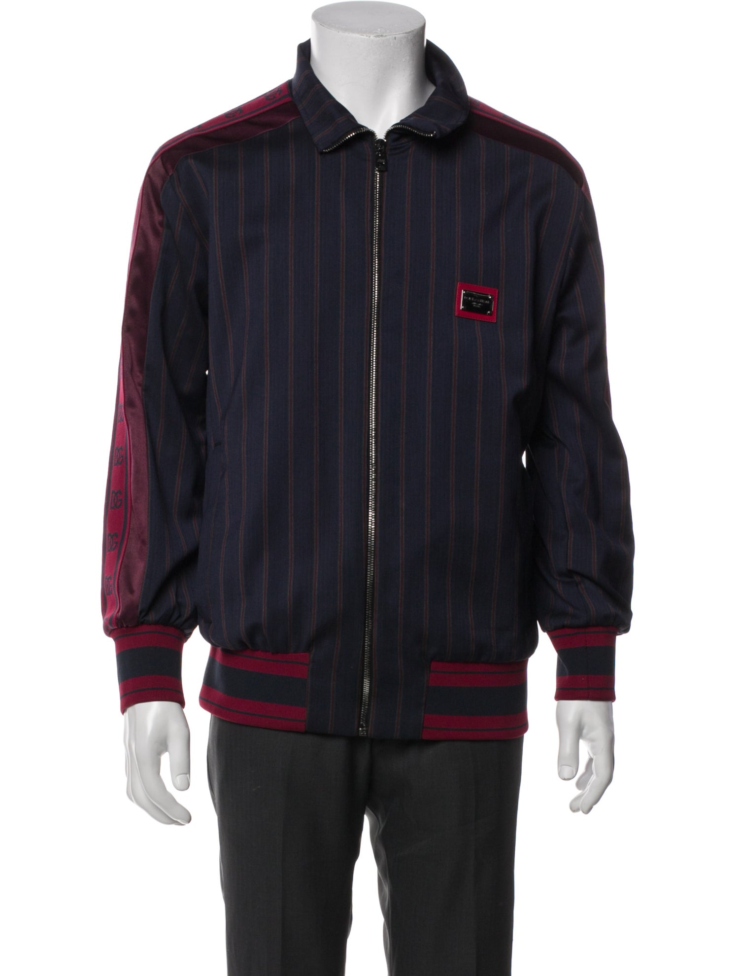 Dolce & Gabbana Virgin Wool Striped Bomber Jacket
