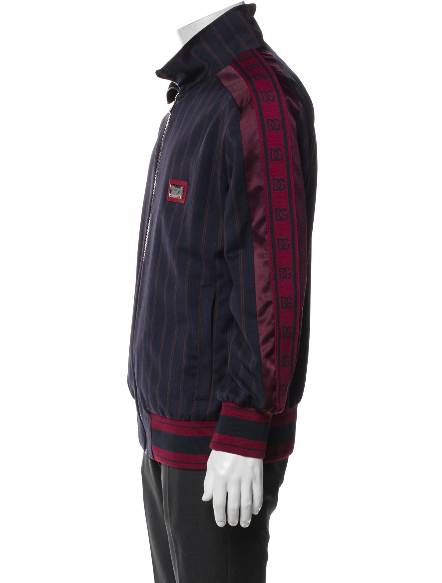 Dolce & Gabbana Virgin Wool Striped Bomber Jacket