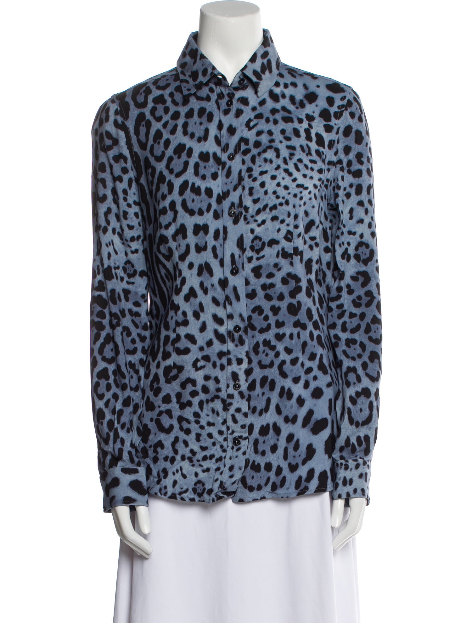 Dolce & Gabbana Silk Animal Print Button-Up Top