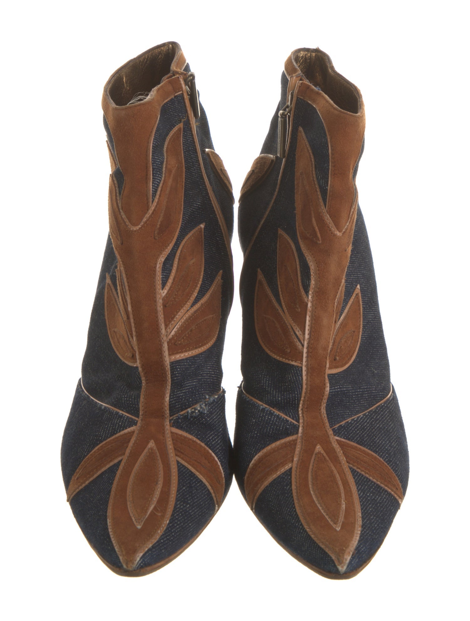 Dolce & Gabbana Denim Colorblock Pattern Boots