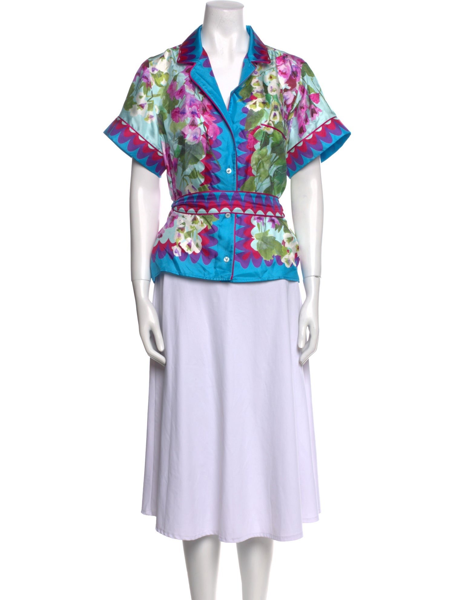 Dolce & Gabbana Silk Floral Print Button-Up Top