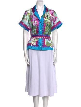 Dolce & Gabbana Silk Floral Print Button-Up Top