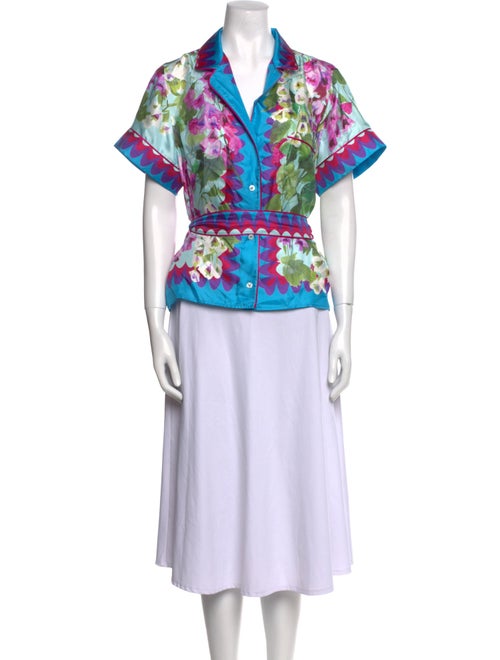 Dolce & Gabbana Silk Floral Print Button-Up Top