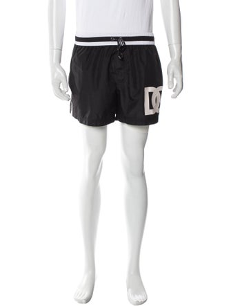 Dolce & Gabbana Graphic Print Embroidered Accent Swim Trunks