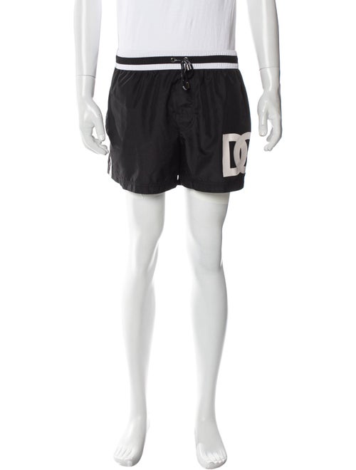 Dolce & Gabbana Graphic Print Embroidered Accent Swim Trunks