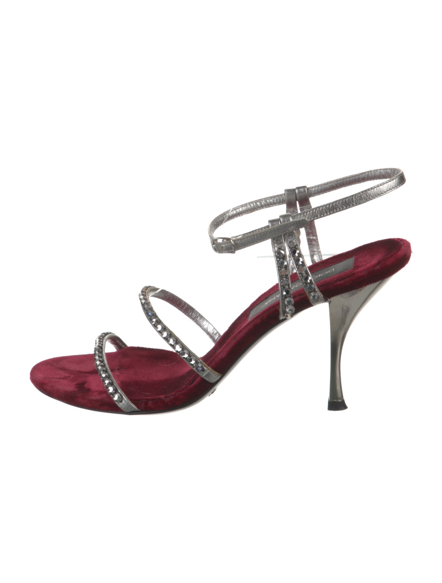 Dolce & Gabbana Leather Crystal Embellishments Sandals