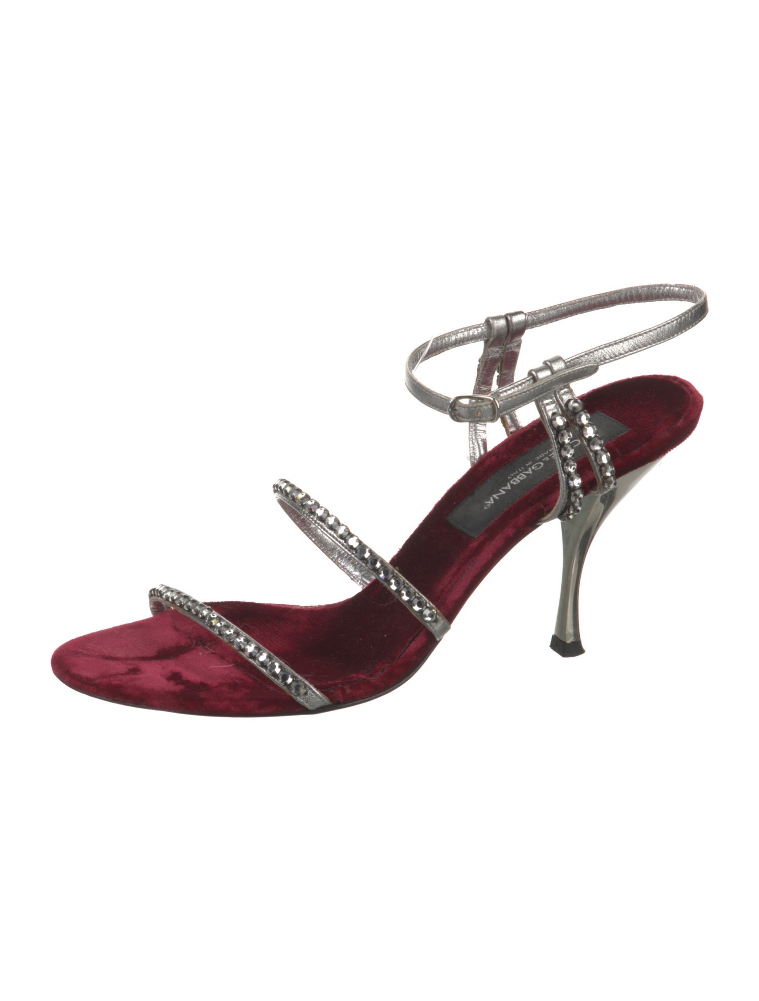 Dolce & Gabbana Leather Crystal Embellishments Sandals