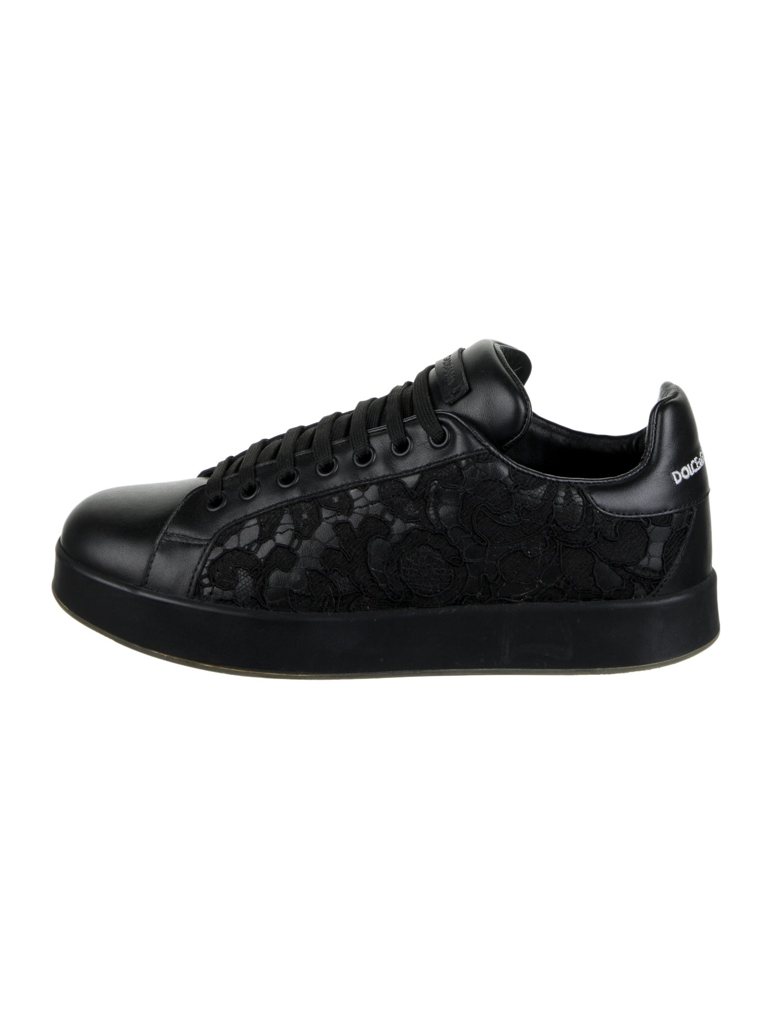 Dolce & Gabbana Leather Lace Trim Embellishment Sneakers