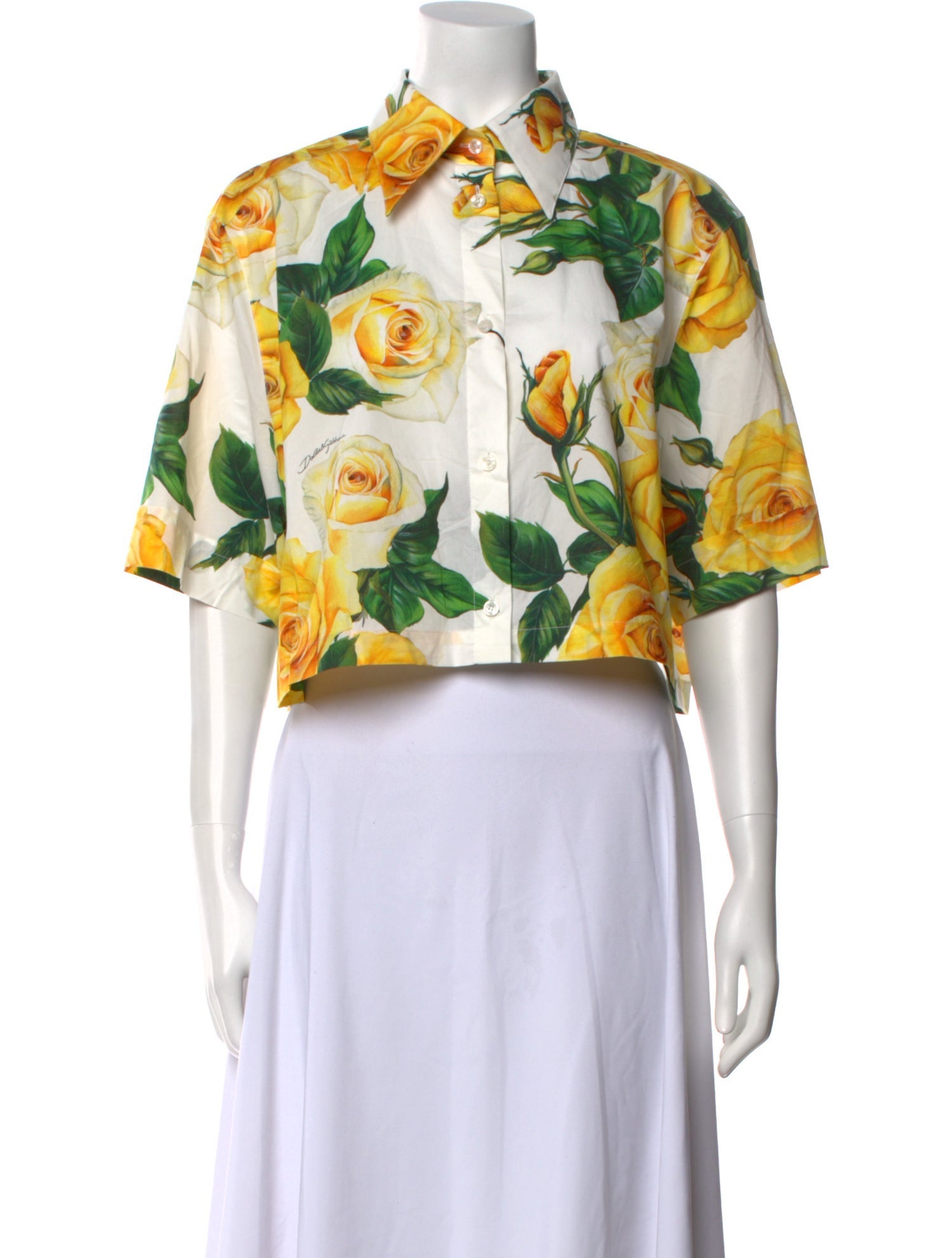 Dolce & Gabbana Floral Print Short Sleeve Crop Top w/ Tags