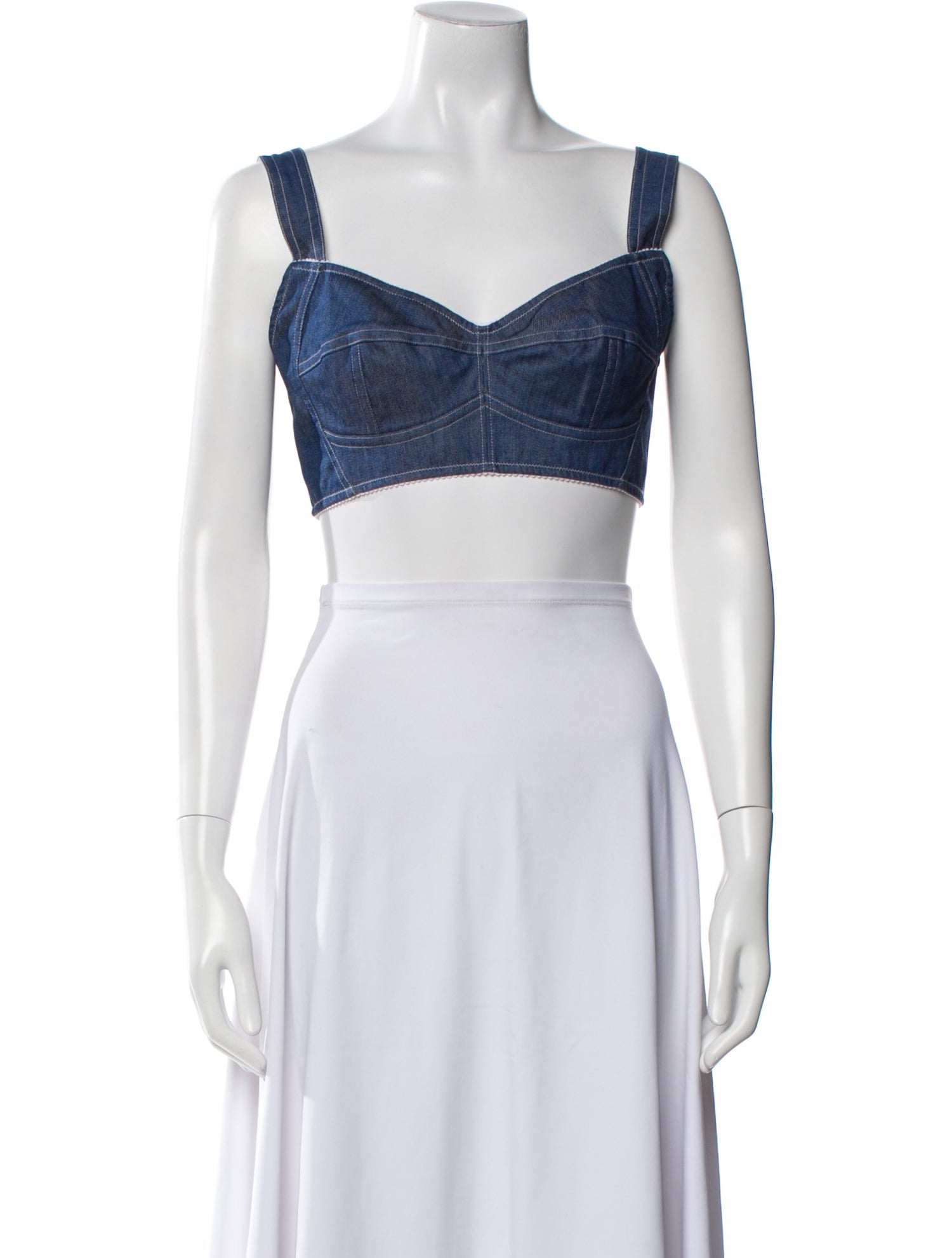 Dolce & Gabbana Square Neckline Sleeveless Crop Top