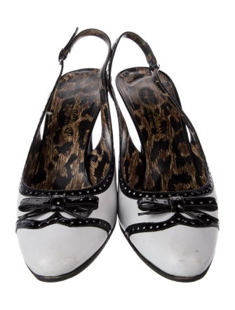 Dolce & Gabbana Leather Colorblock Pattern Slingback Pumps