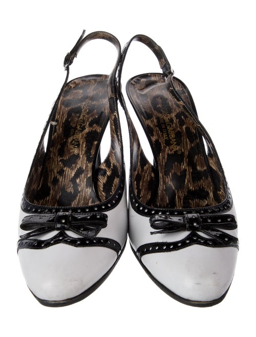 Dolce & Gabbana Leather Colorblock Pattern Slingback Pumps