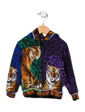 Dolce & Gabbana Toddler Boys' Animal Print Graphic Hooded Zip Up Sweatshirt