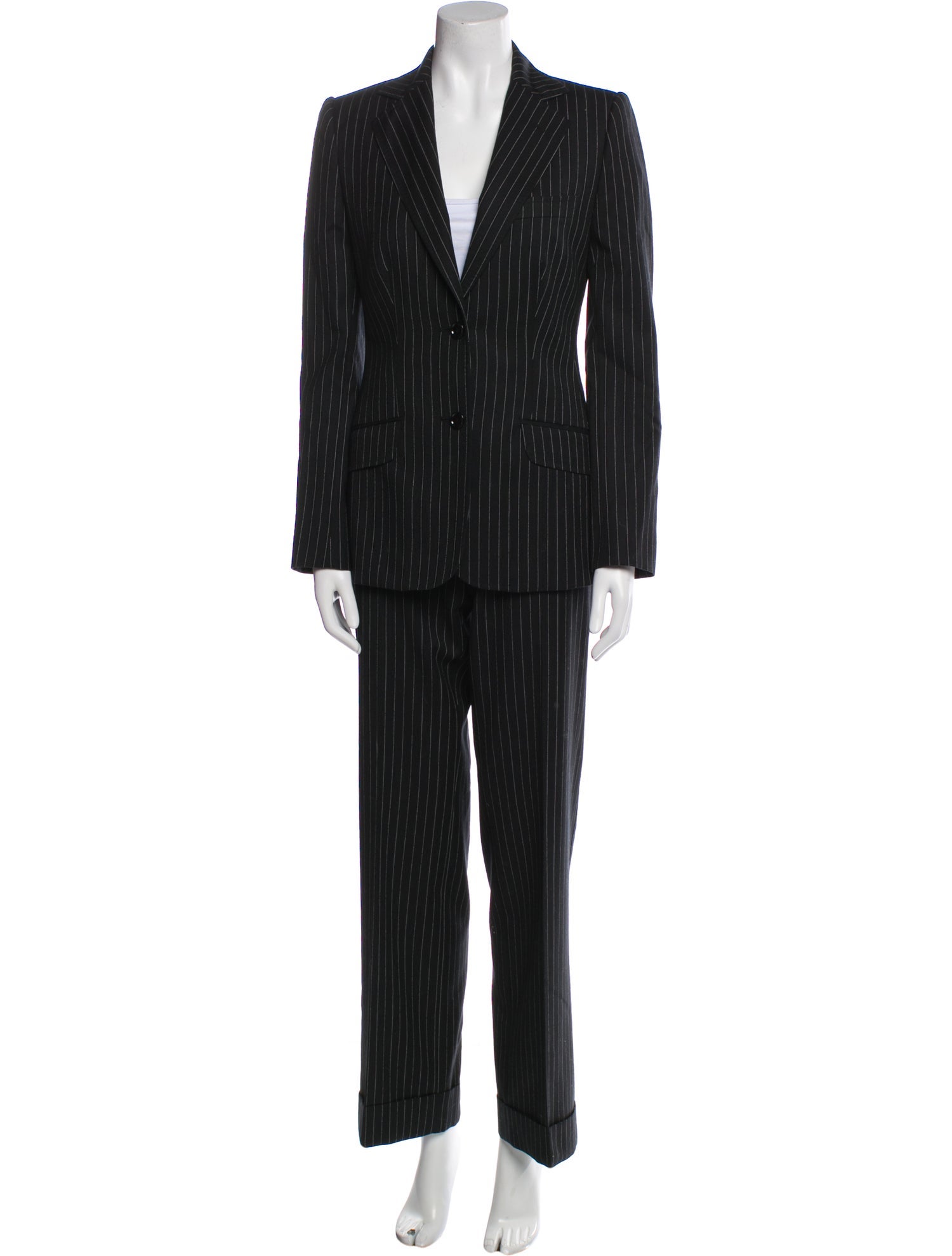 Dolce & Gabbana Virgin Wool Striped Pantsuit