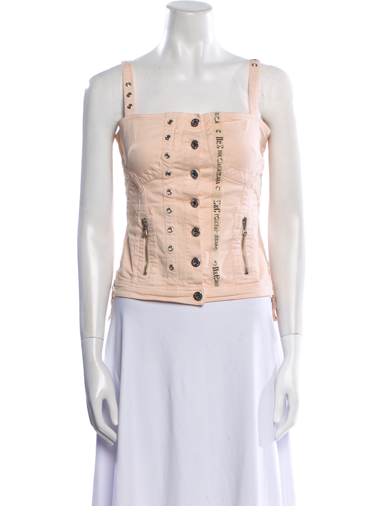 D&G Printed Square Neckline Crop Top