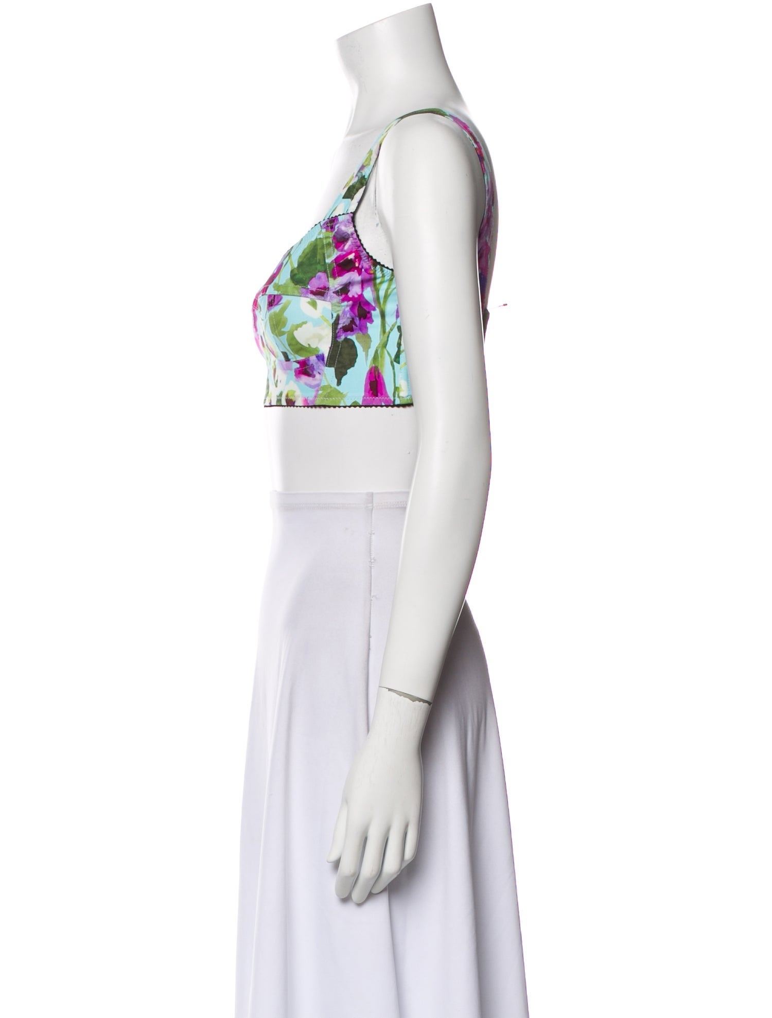 Dolce & Gabbana Floral Print V-Neck Crop Top w/ Tags