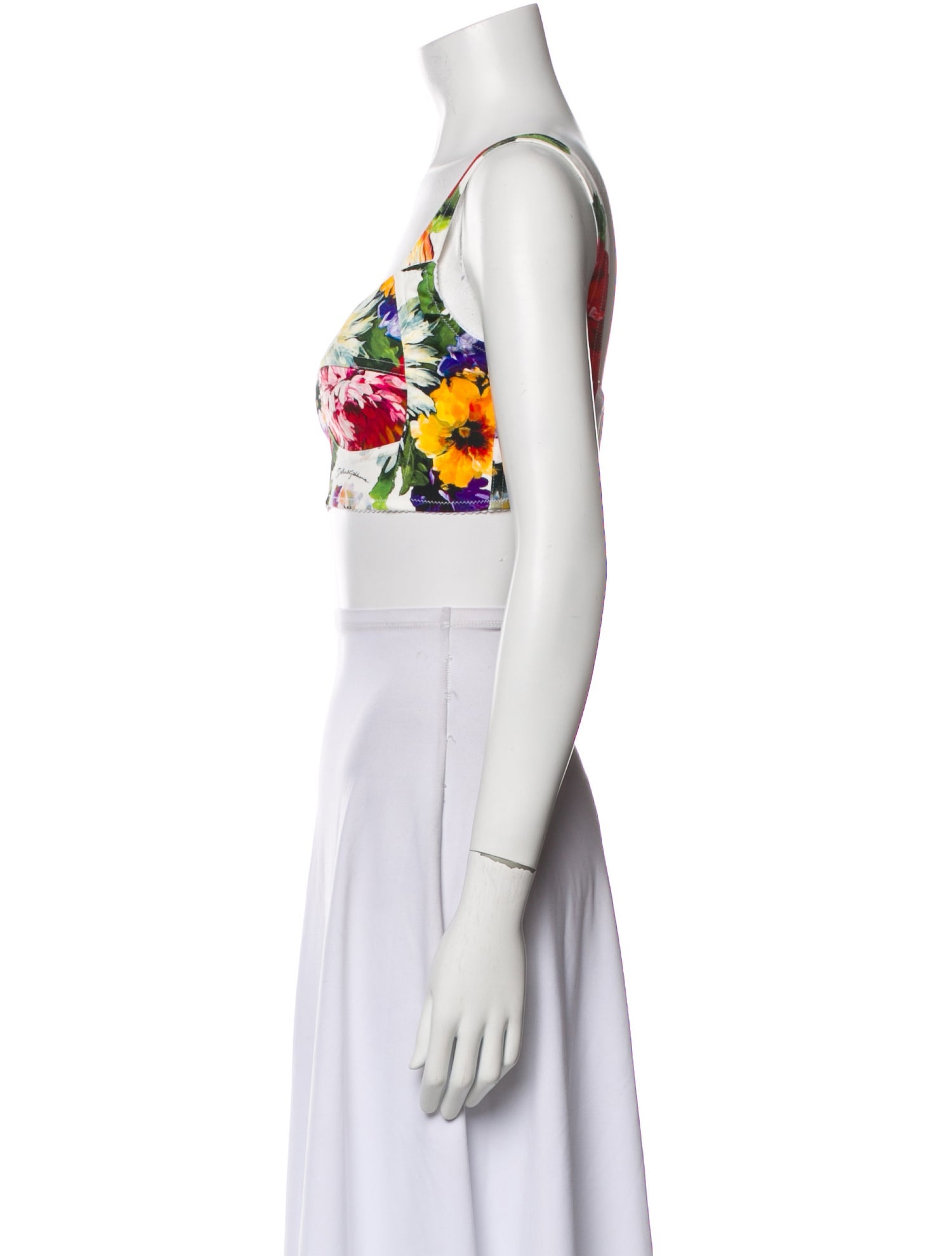 Dolce & Gabbana Floral Print Square Neckline Crop Top w/ Tags