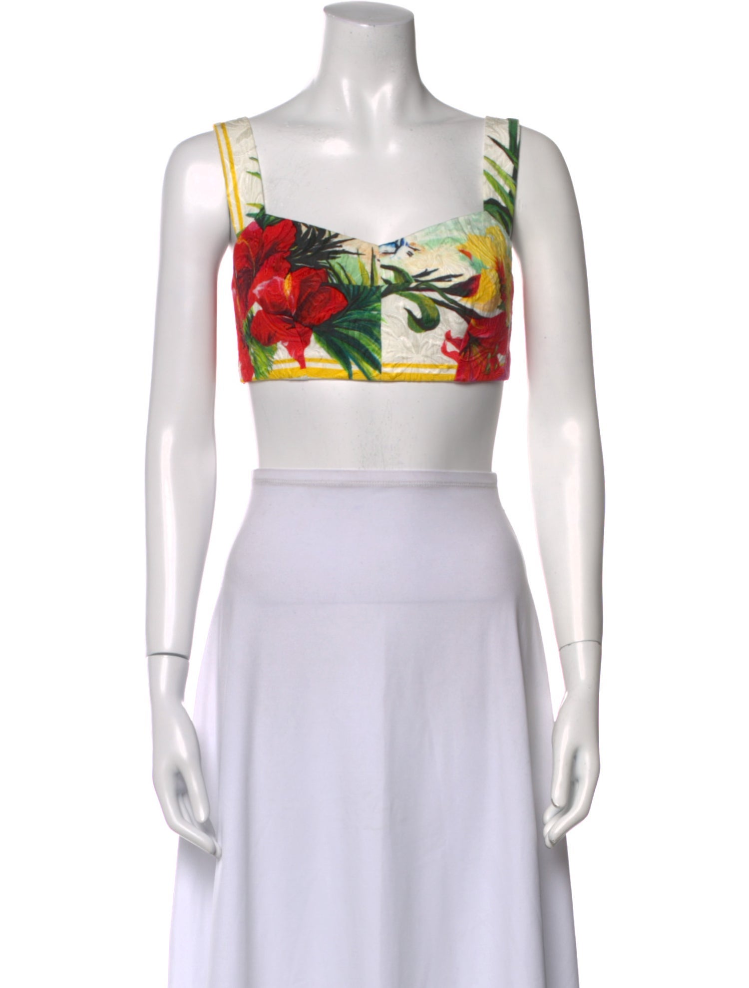 Dolce & Gabbana Floral Print Square Neckline Crop Top