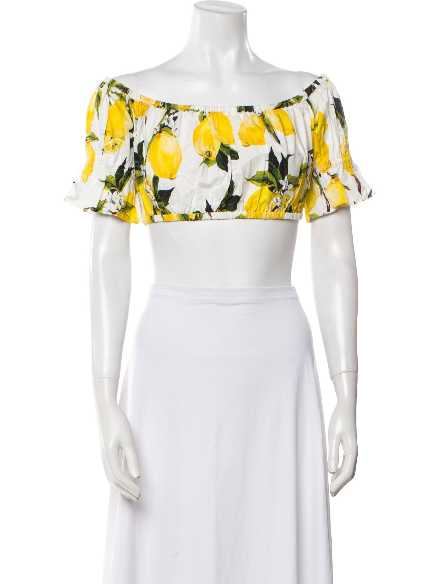 Dolce & Gabbana Floral Print Off-The-Shoulder Crop Top