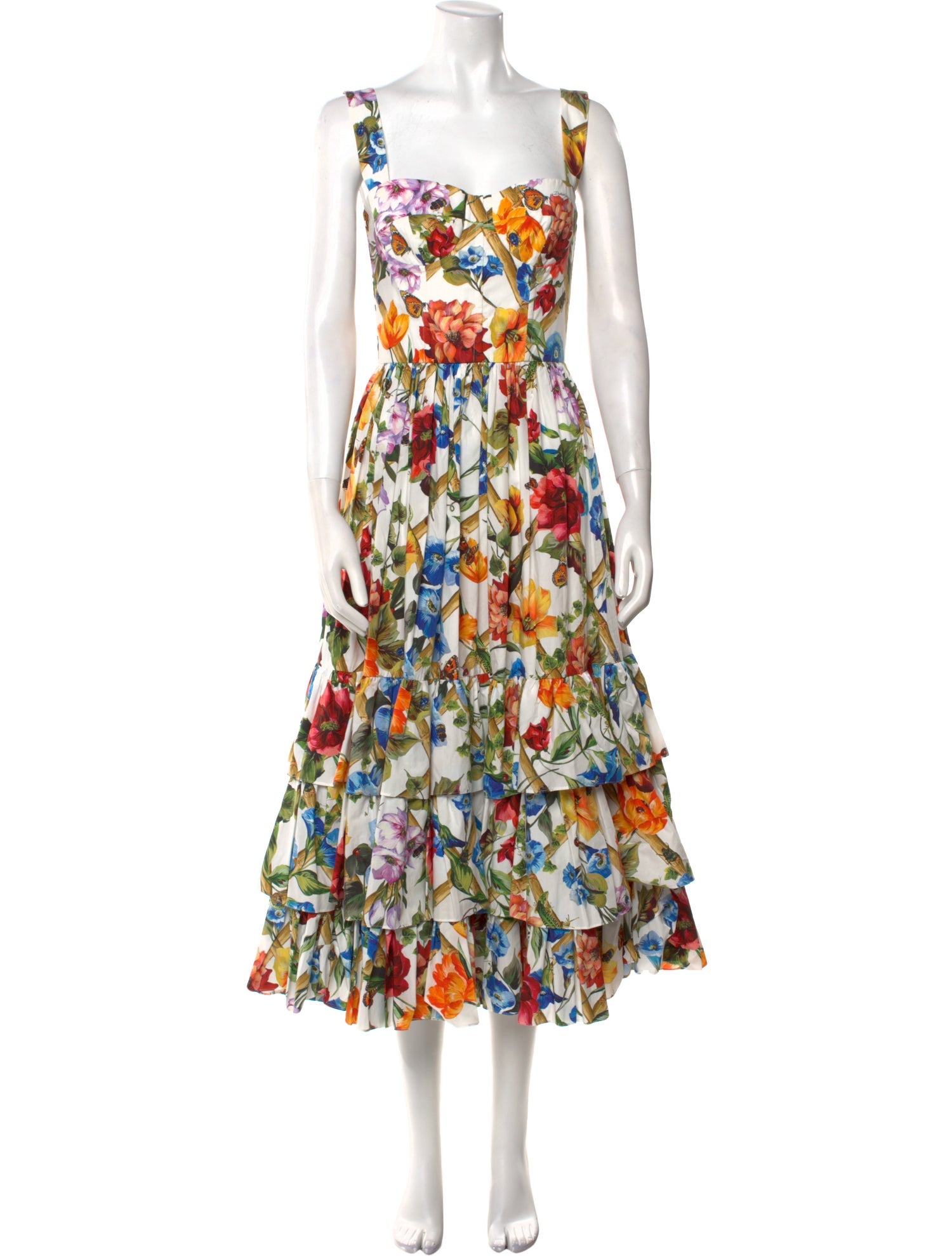 Dolce & Gabbana Floral Print Midi Length Dress