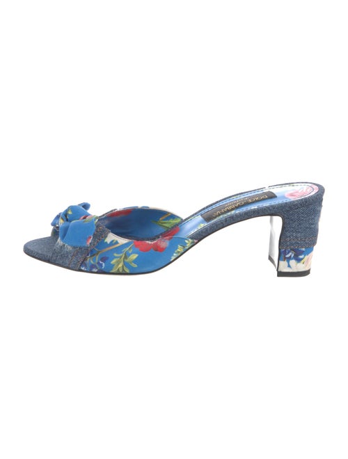 Dolce & Gabbana Denim Floral Print Slides