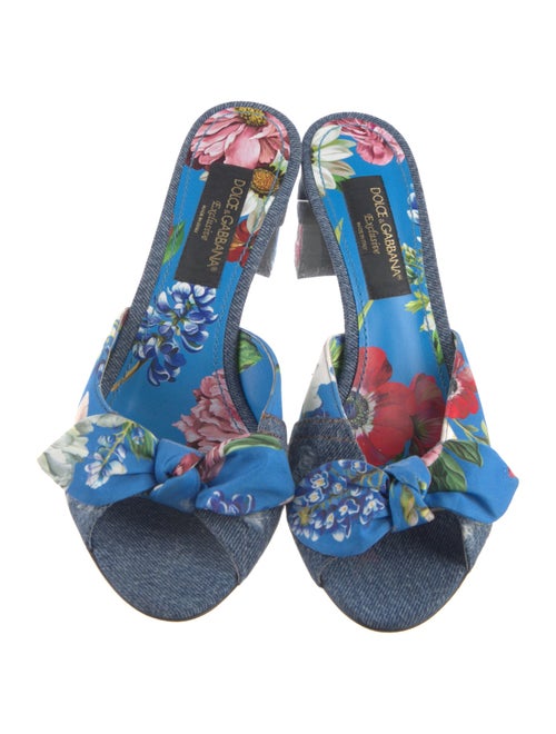 Dolce & Gabbana Denim Floral Print Slides