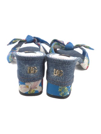 Dolce & Gabbana Denim Floral Print Slides