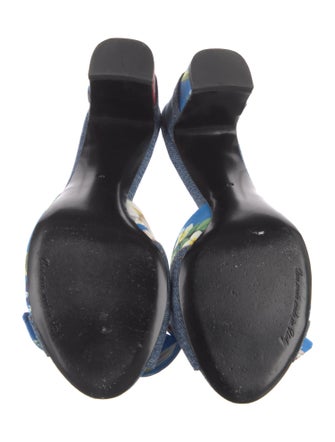 Dolce & Gabbana Denim Floral Print Slides