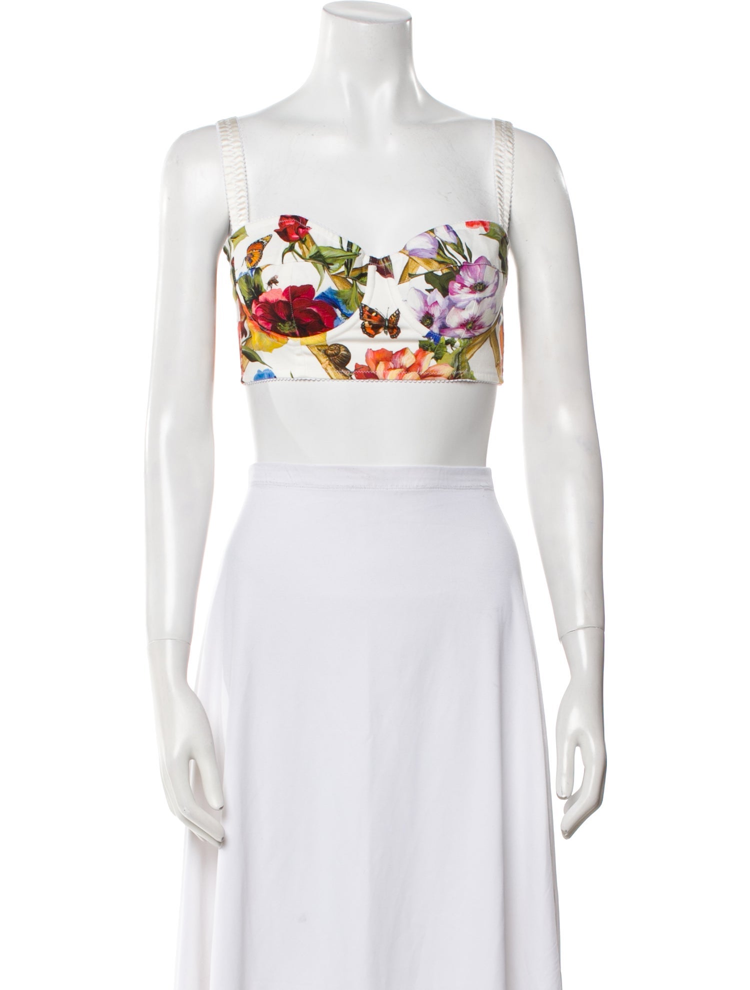 Dolce & Gabbana Floral Print Square Neckline Crop Top