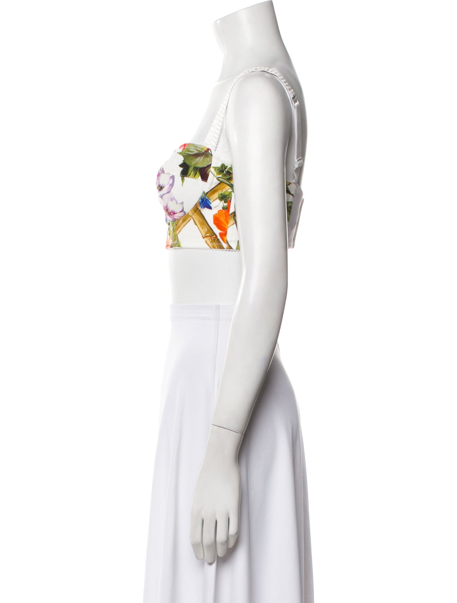 Dolce & Gabbana Floral Print Square Neckline Crop Top