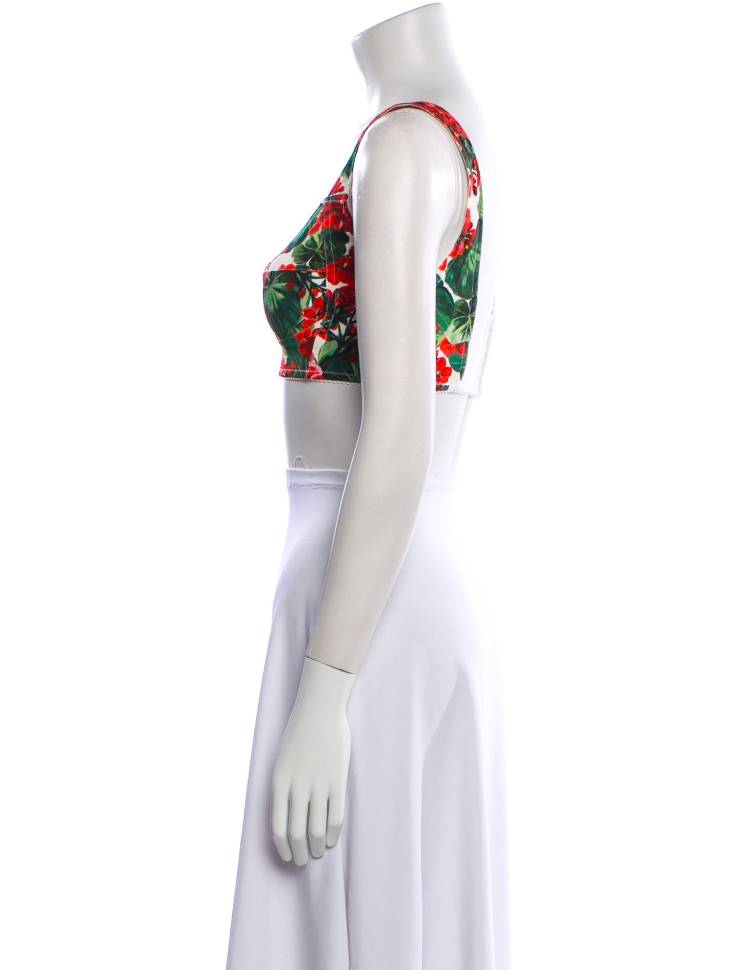 Dolce & Gabbana Floral Print V-Neck Crop Top