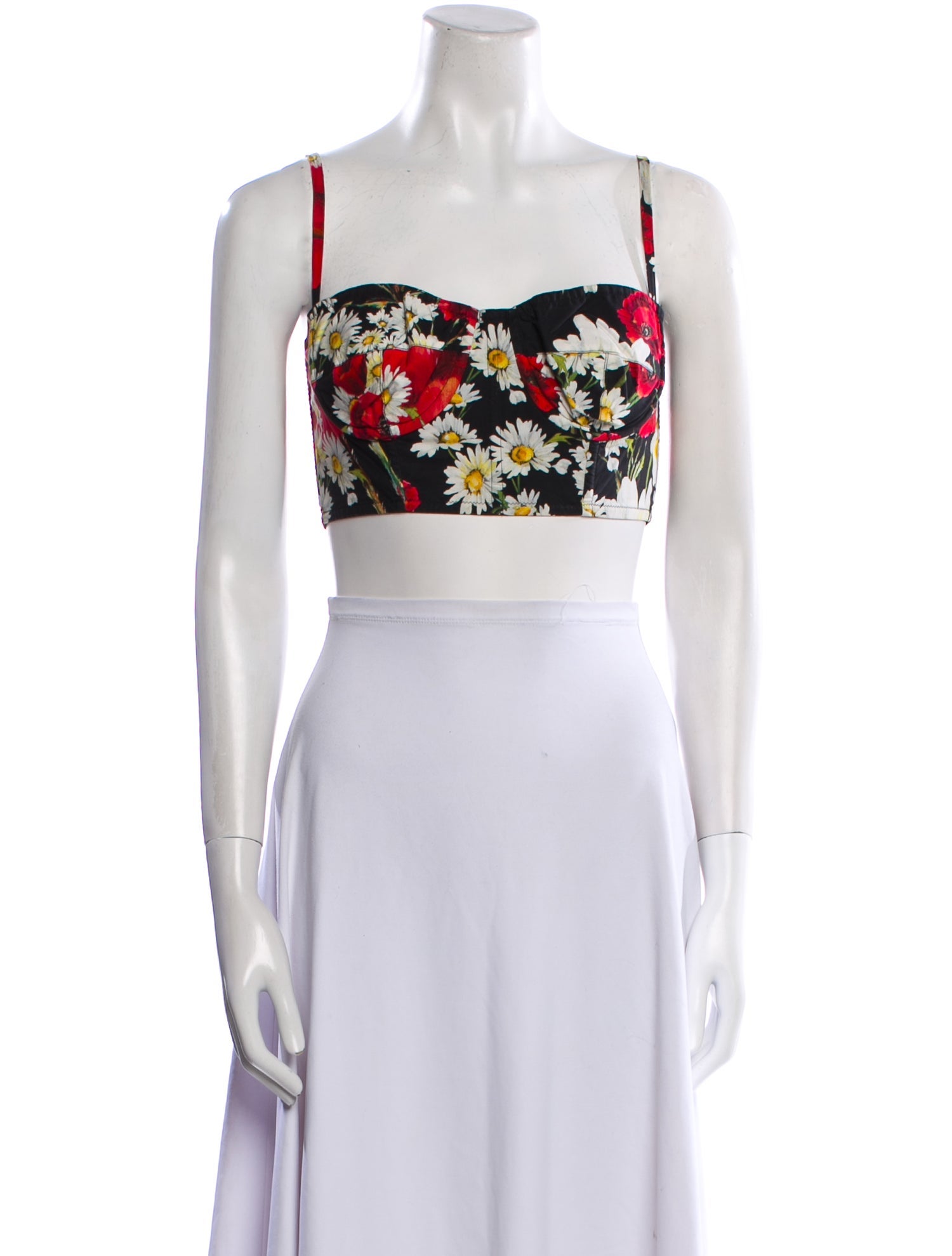Dolce & Gabbana Floral Print Square Neckline Crop Top