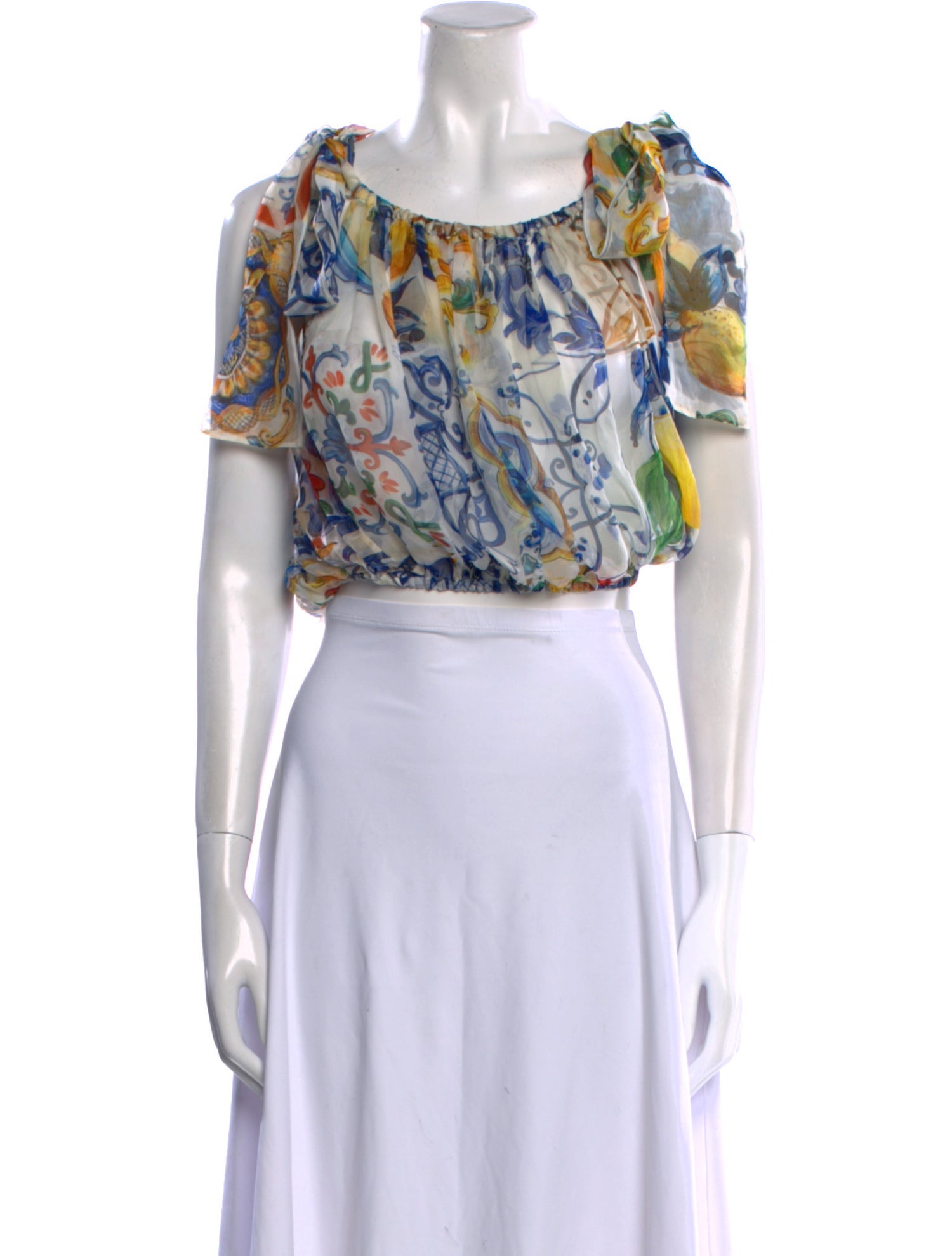 Dolce & Gabbana Silk Printed Crop Top