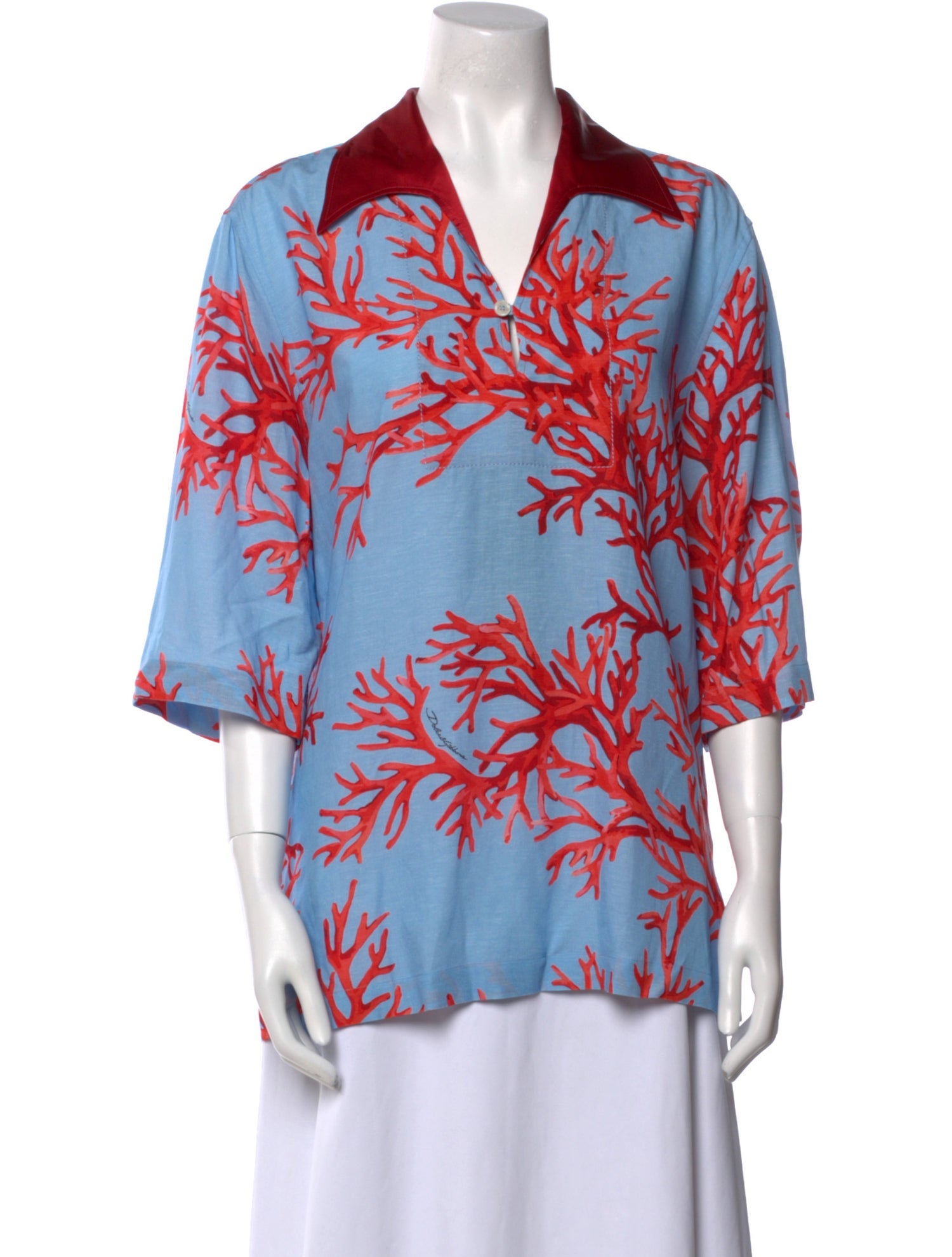 Dolce & Gabbana Floral Print V-Neck Blouse