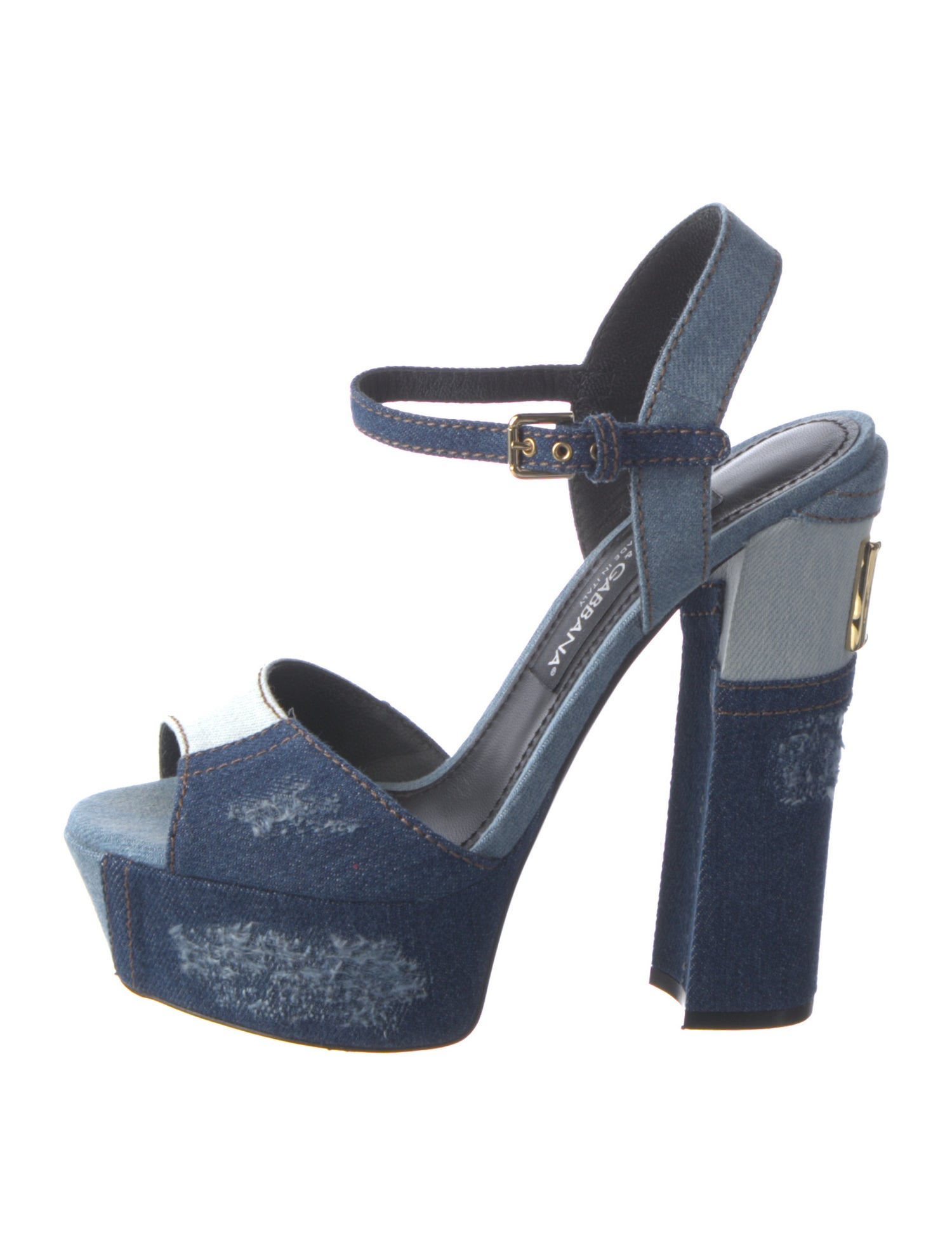 Dolce & Gabbana Denim Distressed Accents Slingback Sandals