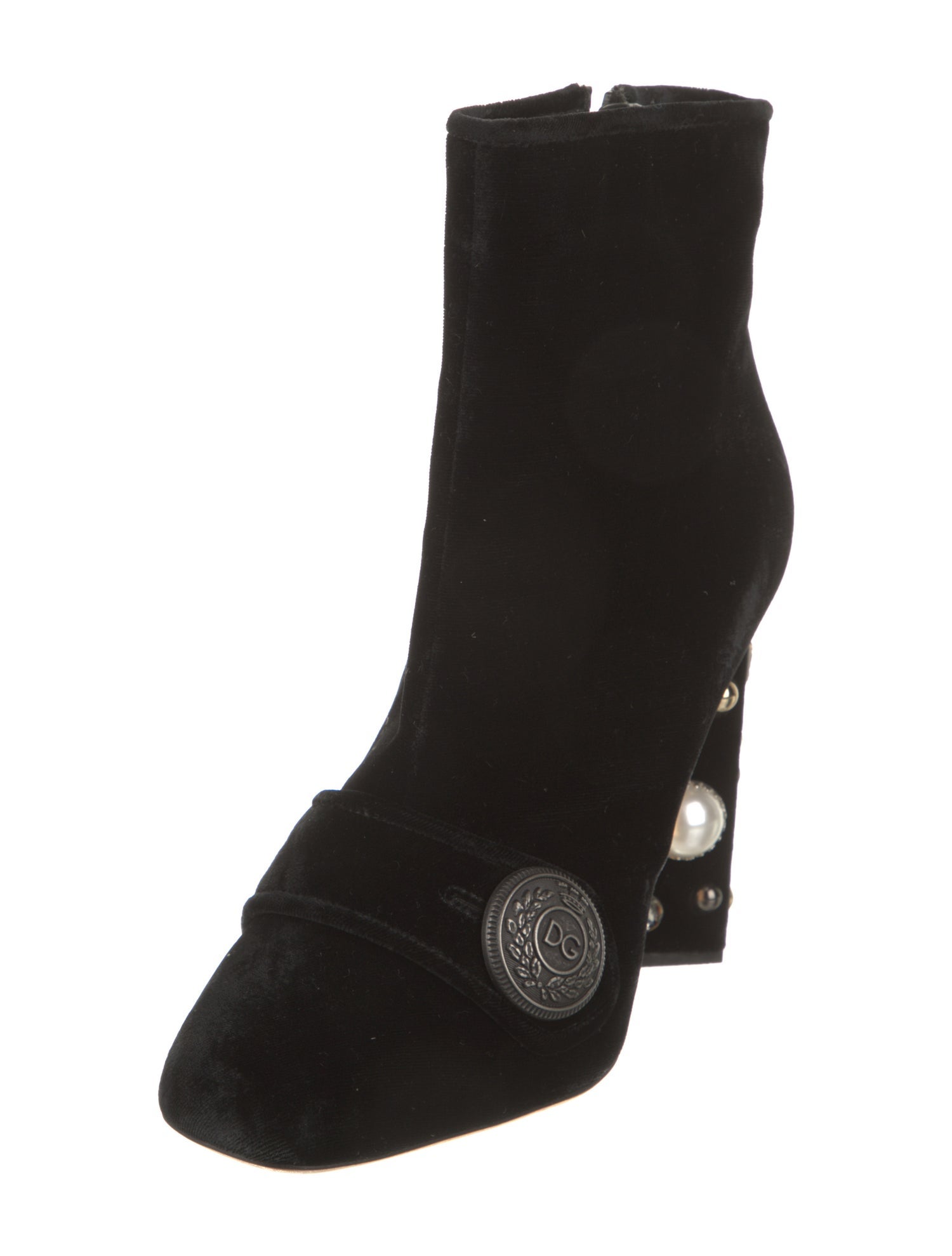 Dolce & Gabbana Velvet Studded Accents Boots