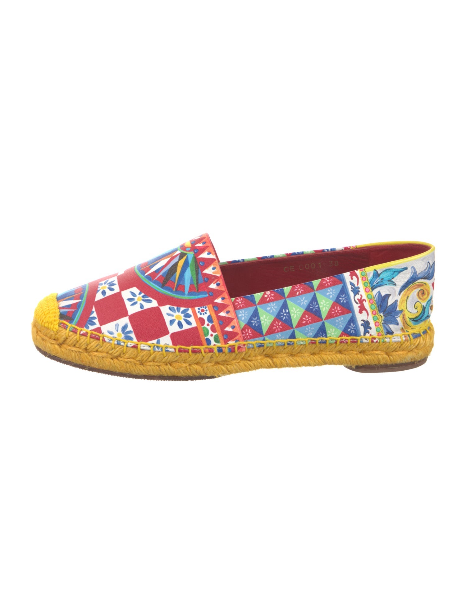 Dolce & Gabbana Carretto Print Leather Espadrilles