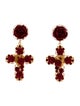 Dolce & Gabbana Crystal & Resin Cross Drop Clip-On Earrings