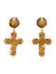 Dolce & Gabbana Crystal & Resin Cross Drop Clip-On Earrings